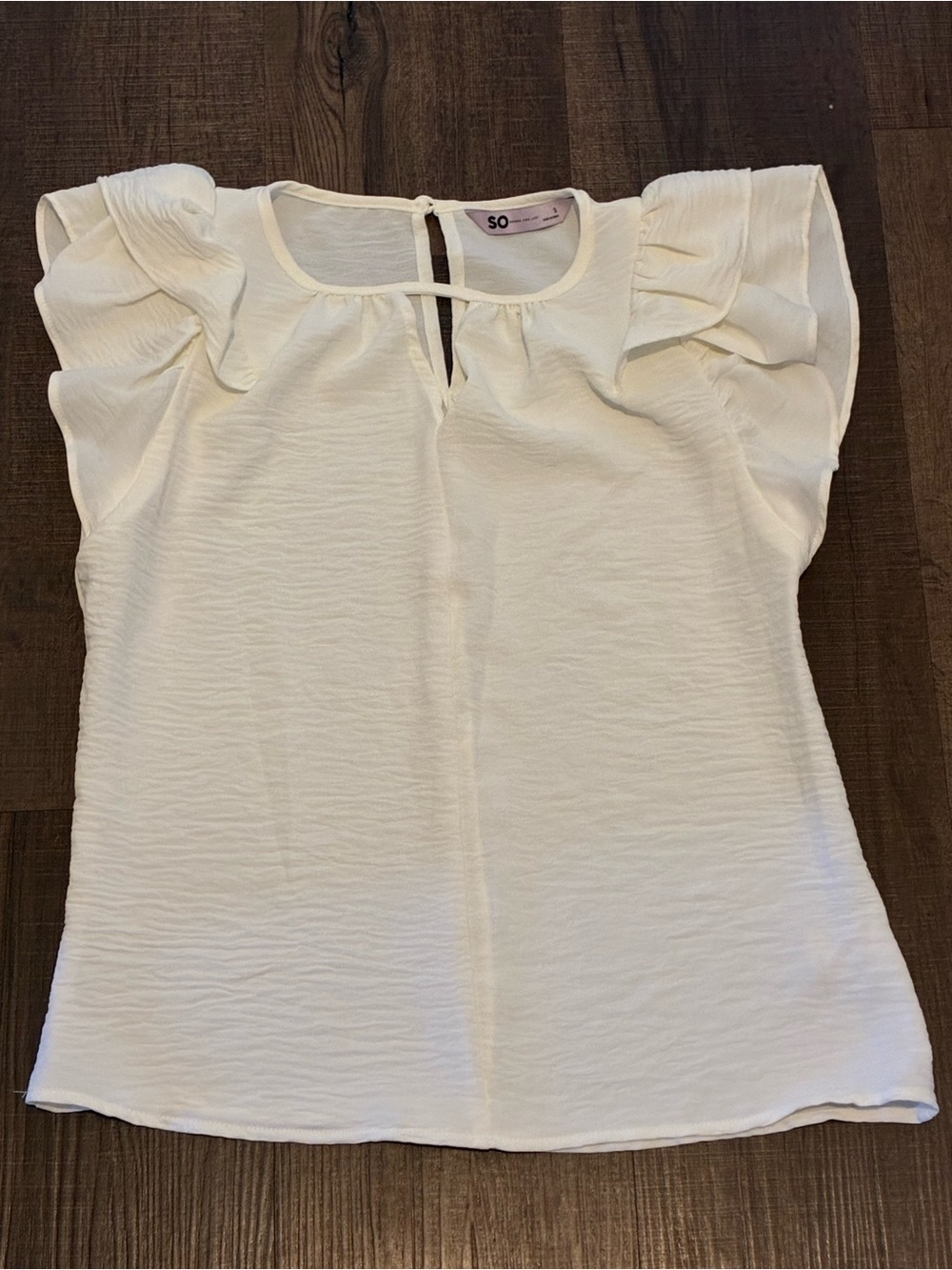 SO Cream Ruffle Strap Tank